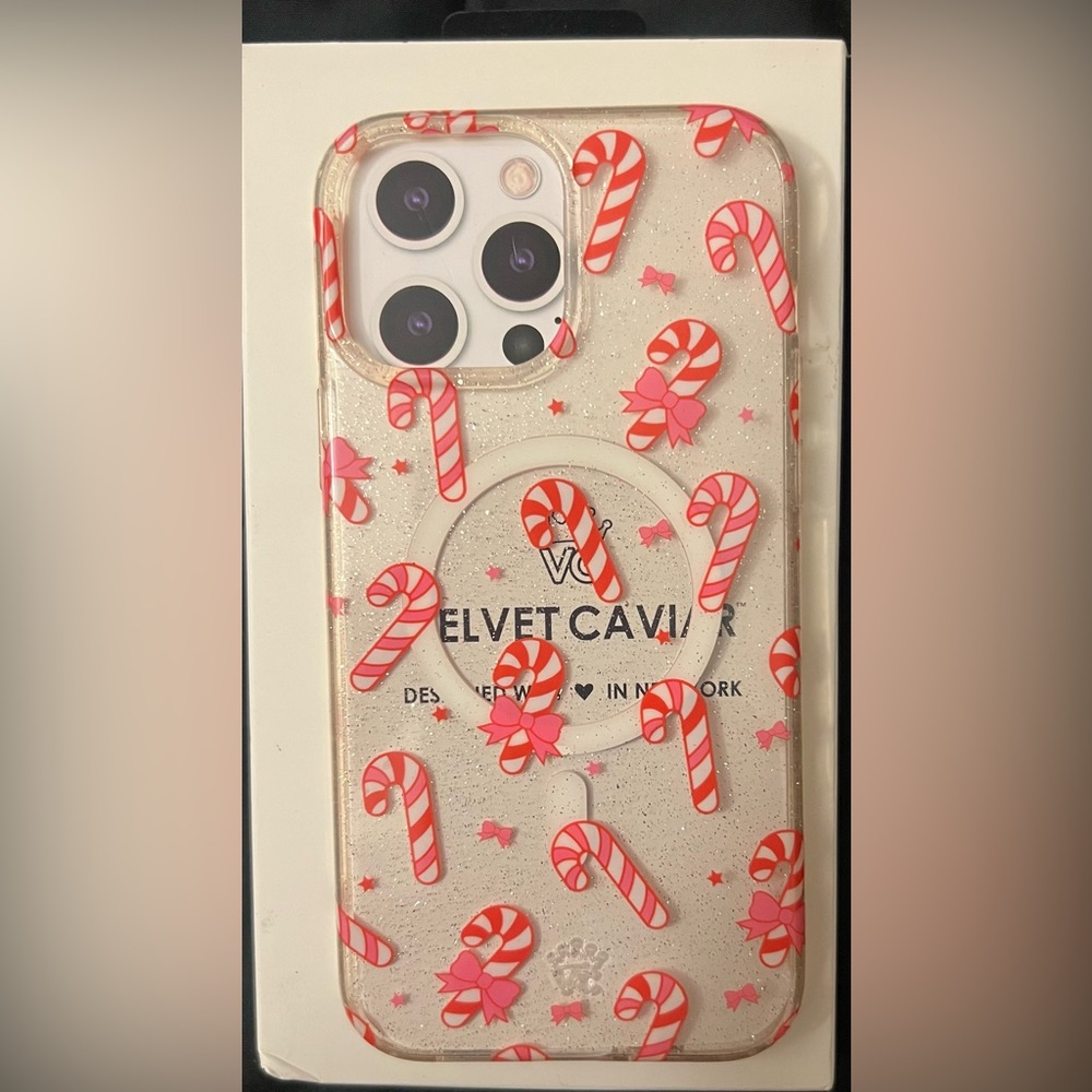 Velvet Caviar Candy Cane Case - Red and Pink